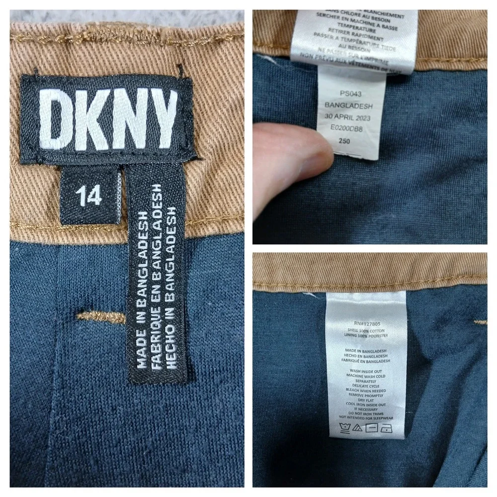 DKNY 100% Cotton Canvas Cord Pants Sz 14 Tan‎